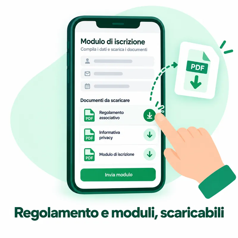 Regolamento, modulo di iscrizione e informativa privacy scaricabili in PDF dalla pagina