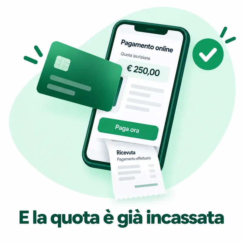 Pagamento della quota di iscrizione con carta e ricevuta dell incasso