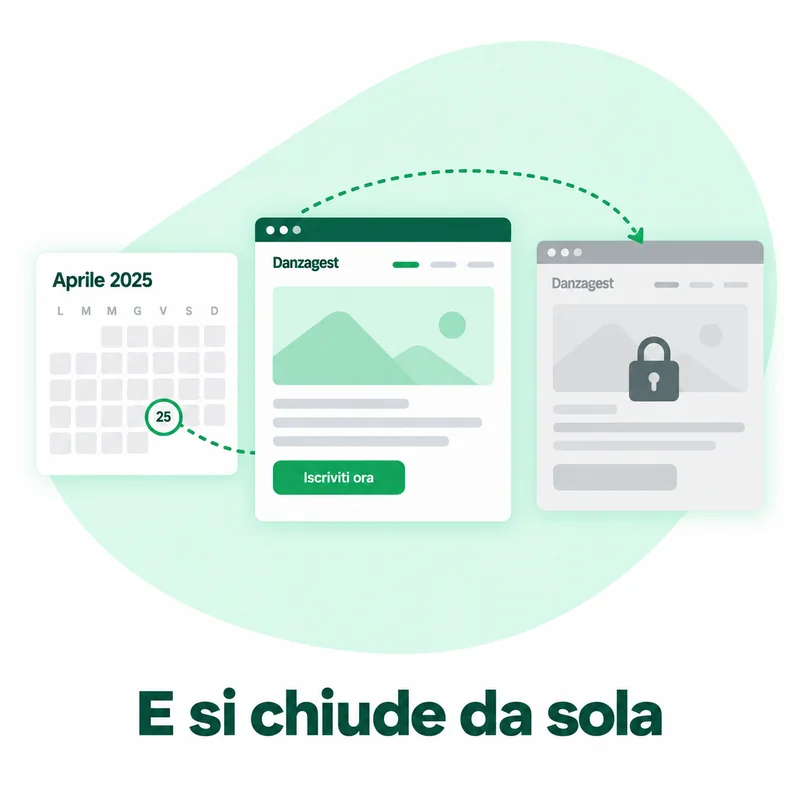 La pagina di iscrizione che alla data di scadenza si chiude da sola